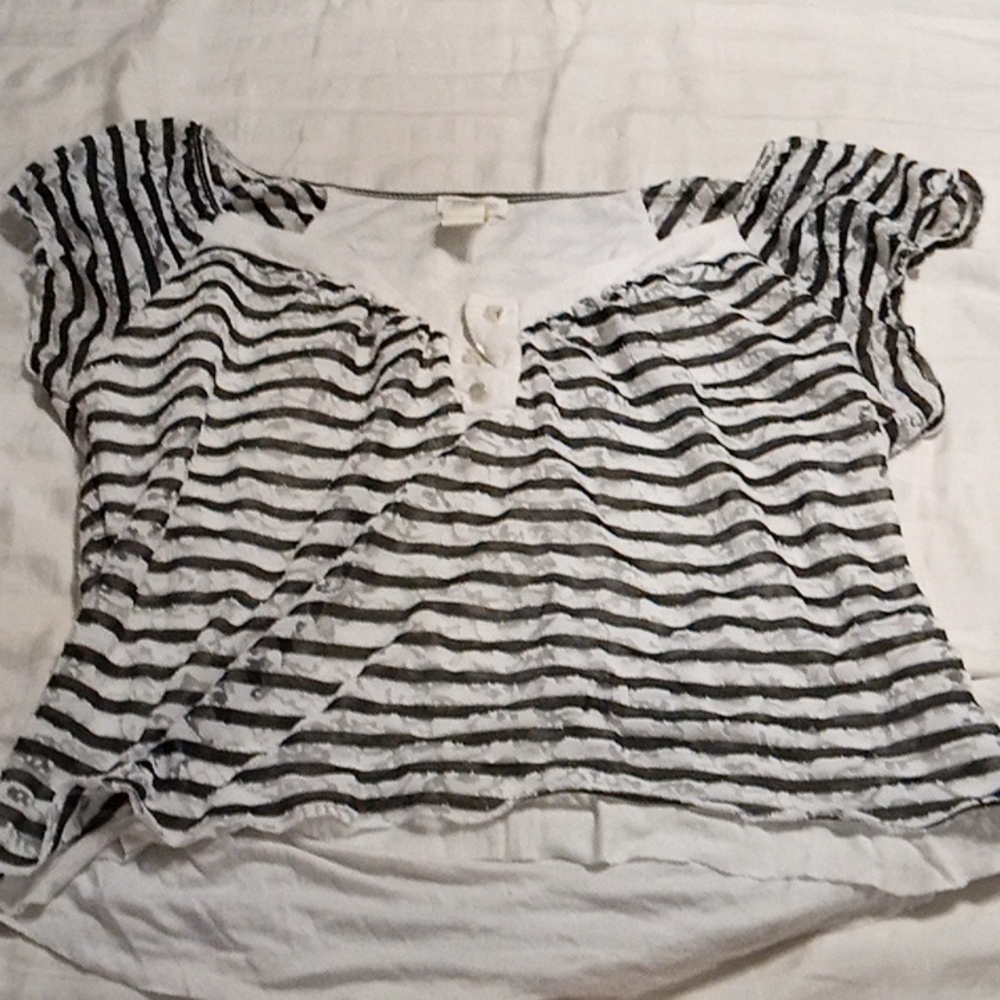 Black and white floral blouse